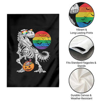 Halloween LGBT Garden Flag Scary Dinosaur Skeleton T rex Rainbow Moon - Wonder Print Shop