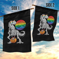 Halloween LGBT Garden Flag Scary Dinosaur Skeleton T rex Rainbow Moon - Wonder Print Shop