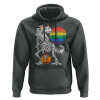 Halloween LGBT Hoodie Scary Dinosaur Skeleton T rex Rainbow Moon