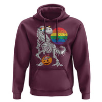 Halloween LGBT Hoodie Scary Dinosaur Skeleton T rex Rainbow Moon