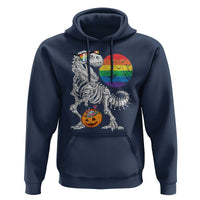 Halloween LGBT Hoodie Scary Dinosaur Skeleton T rex Rainbow Moon
