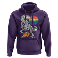 Halloween LGBT Hoodie Scary Dinosaur Skeleton T rex Rainbow Moon