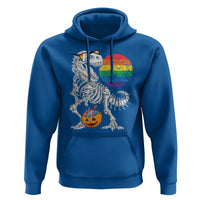 Halloween LGBT Hoodie Scary Dinosaur Skeleton T rex Rainbow Moon