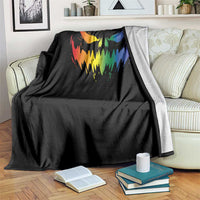 Funny Halloween LGBT Throw Blanket Jack O Lantern Scary Carved Pumpkin Face Rainbow Flag - Wonder Print Shop