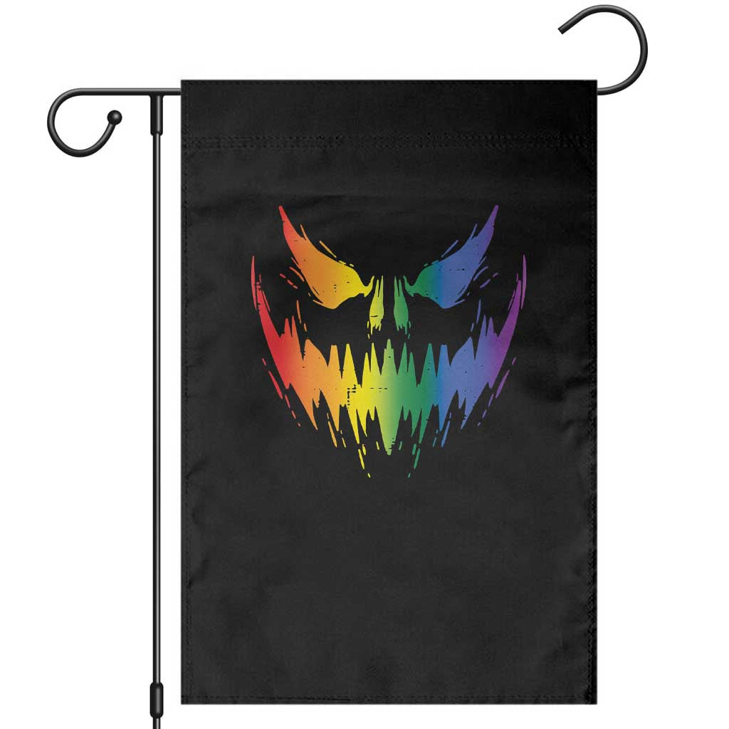 Funny Halloween LGBT Garden Flag Jack O Lantern Scary Carved Pumpkin Face Rainbow Flag - Wonder Print Shop