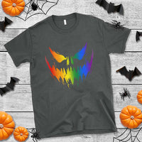 Funny Halloween LGBT T Shirt Jack O Lantern Scary Carved Pumpkin Face Rainbow Flag - Wonder Print Shop