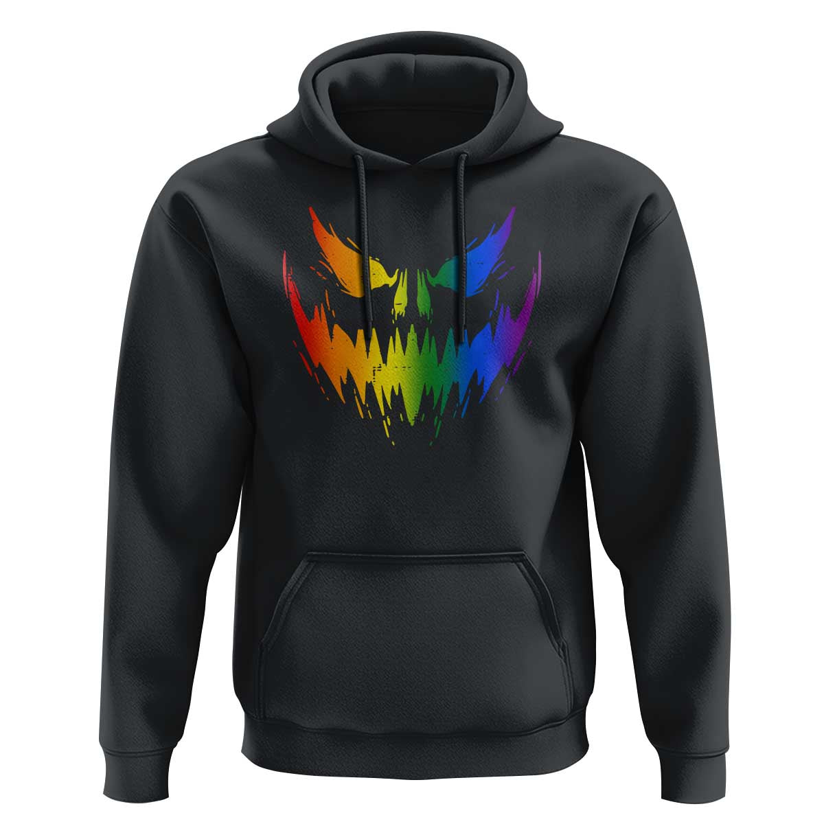 Funny Halloween LGBT Hoodie Jack O Lantern Scary Carved Pumpkin Face Rainbow Flag
