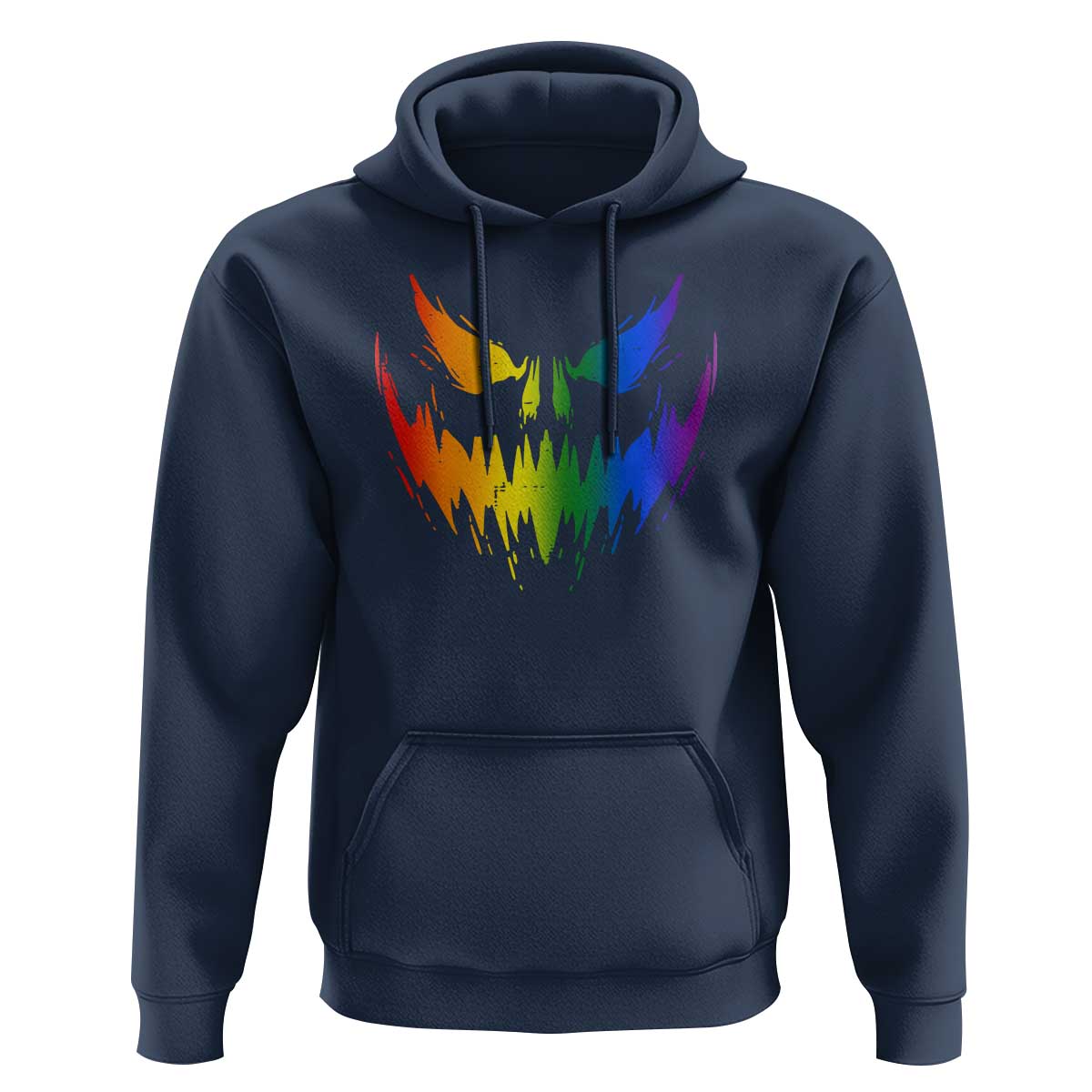 Funny Halloween LGBT Hoodie Jack O Lantern Scary Carved Pumpkin Face Rainbow Flag