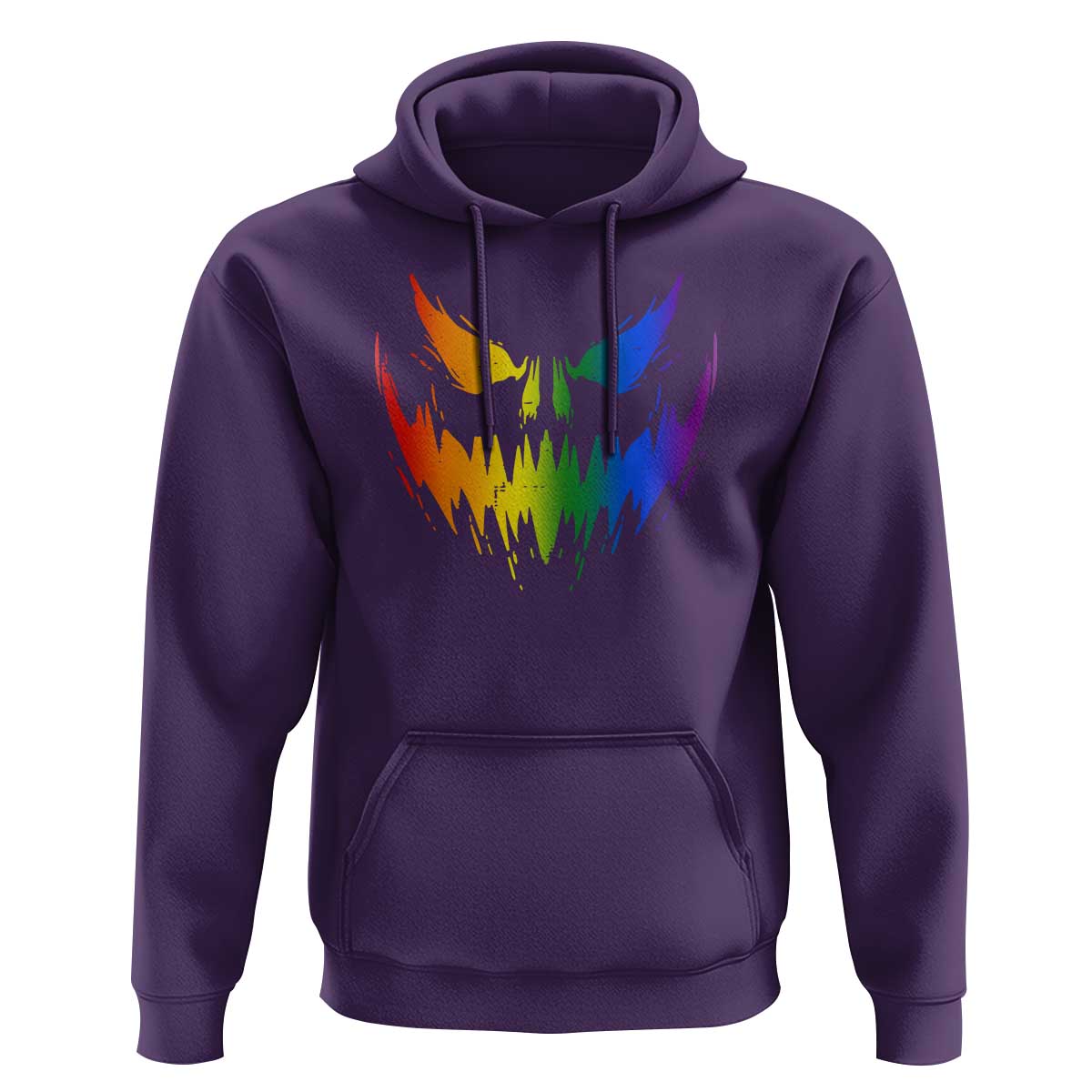 Funny Halloween LGBT Hoodie Jack O Lantern Scary Carved Pumpkin Face Rainbow Flag