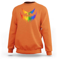 Funny Halloween LGBT Sweatshirt Jack O Lantern Scary Carved Pumpkin Face Rainbow Flag - Wonder Print Shop