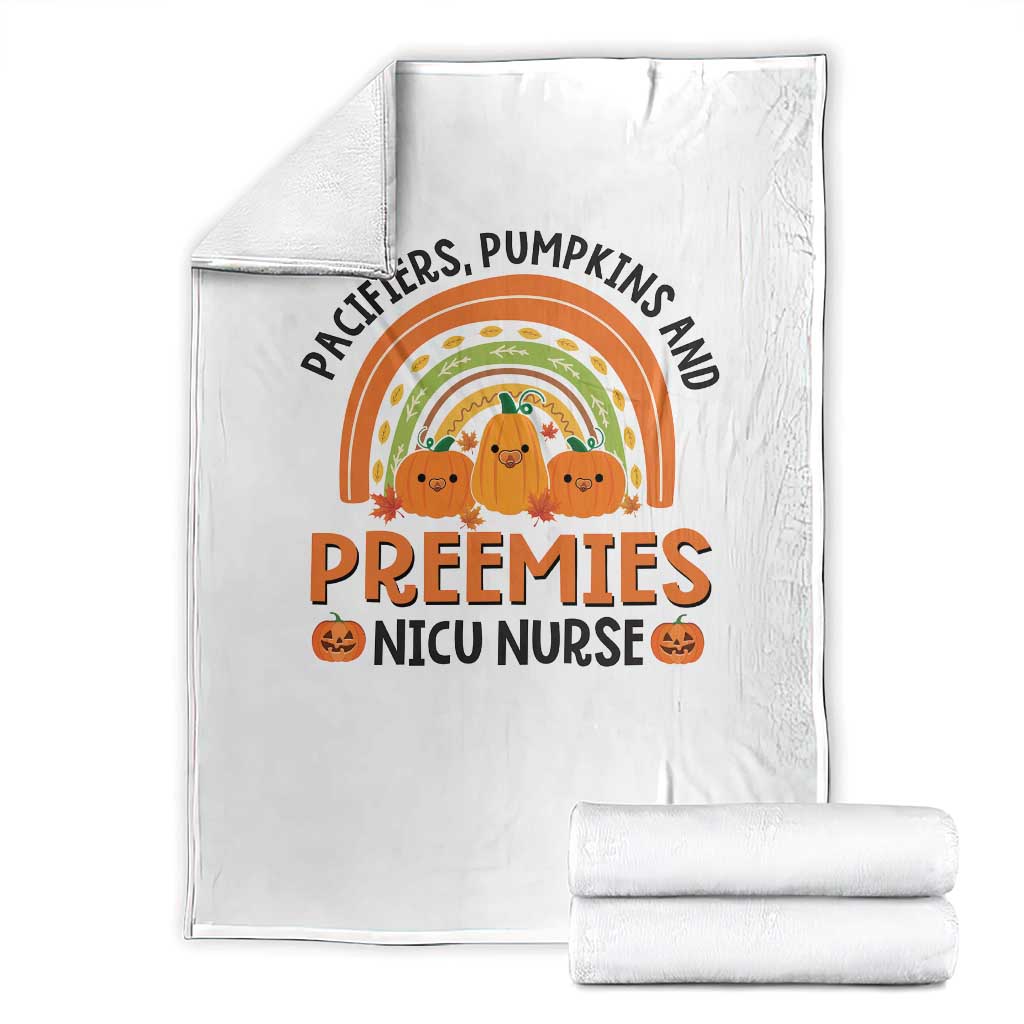 Halloween Nurse Throw Blanket Pacifiers Pumpkins And Preemies Baby Pumpkin Rainbow Fall Season - Wonder Print Shop