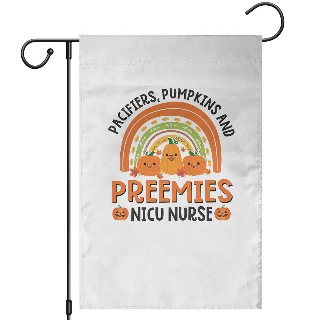Halloween Nurse Garden Flag Pacifiers Pumpkins And Preemies Baby Pumpkin Rainbow Fall Season - Wonder Print Shop