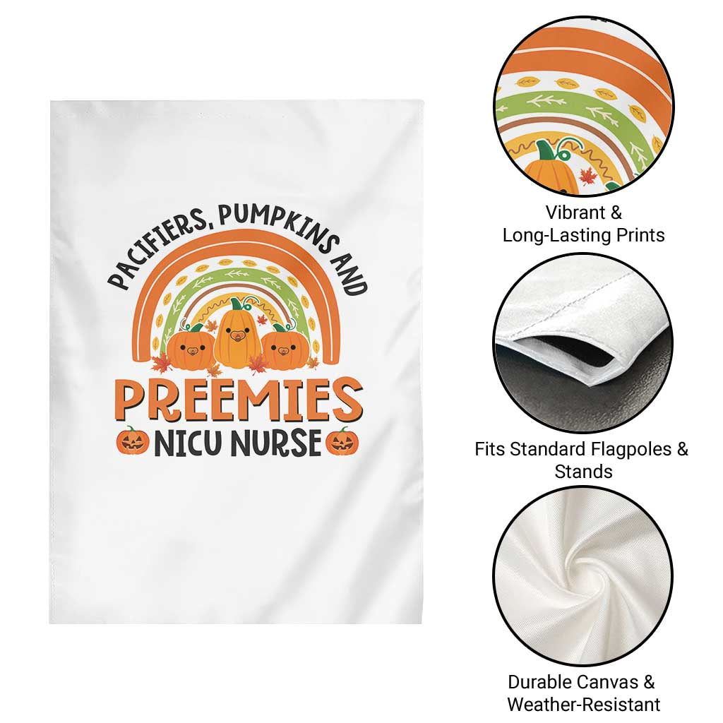 Halloween Nurse Garden Flag Pacifiers Pumpkins And Preemies Baby Pumpkin Rainbow Fall Season - Wonder Print Shop