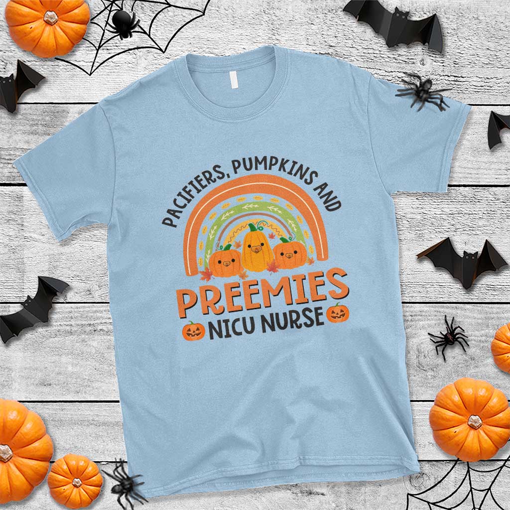 Halloween Nurse T Shirt Pacifiers Pumpkins And Preemies Baby Pumpkin Rainbow Fall Season - Wonder Print Shop