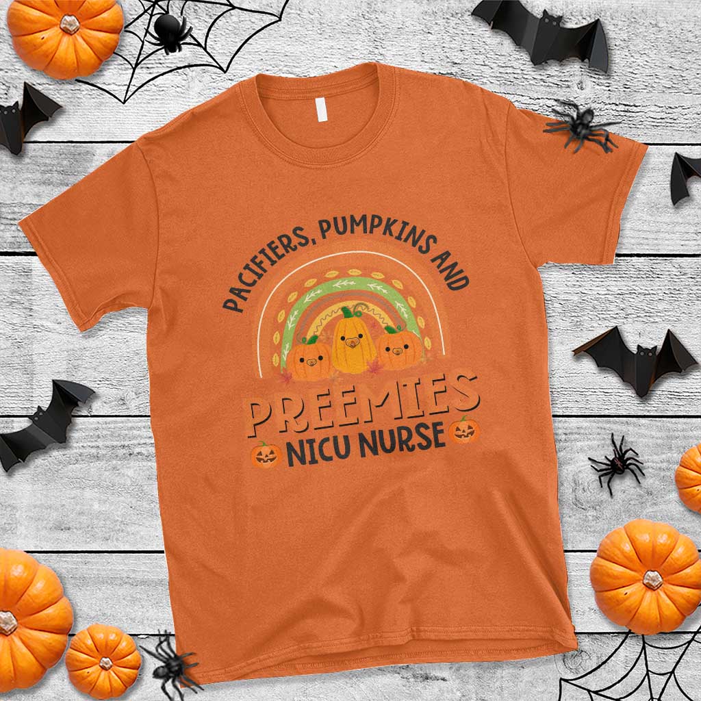 Halloween Nurse T Shirt Pacifiers Pumpkins And Preemies Baby Pumpkin Rainbow Fall Season - Wonder Print Shop