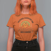 Halloween Nurse T Shirt For Women Pacifiers Pumpkins And Preemies Baby Pumpkin Rainbow Fall Season - Wonder Print Shop