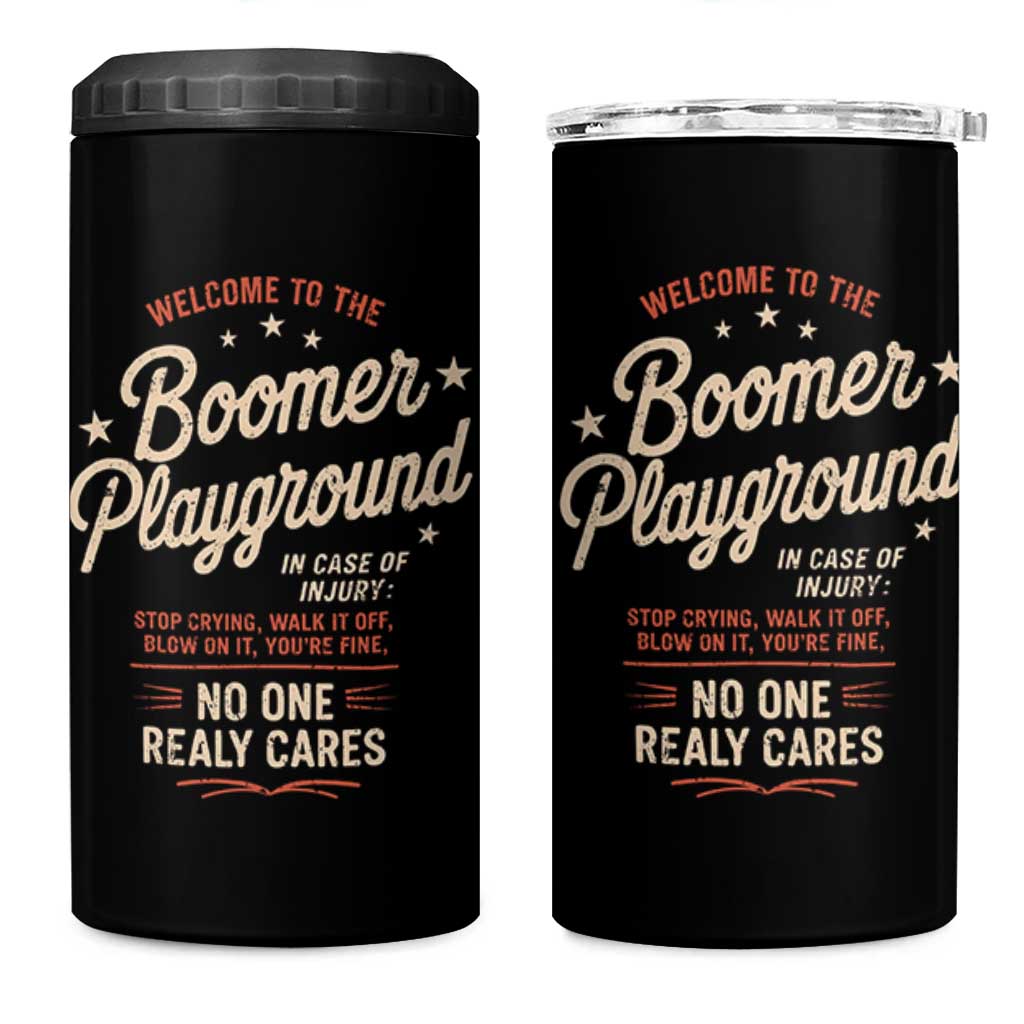 Welcome To The Boomer Playground 4 in 1 Can Cooler Tumbler Funny Baby Boomer Generation - Wonder Print Shop