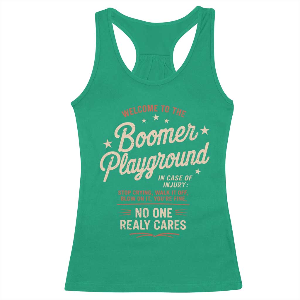 Welcome To The Boomer Playground Racerback Tank Top Funny Baby Boomer Generation - Wonder Print Shop