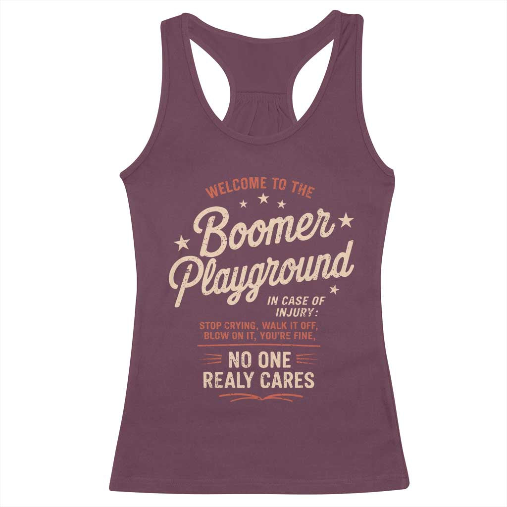 Welcome To The Boomer Playground Racerback Tank Top Funny Baby Boomer Generation - Wonder Print Shop