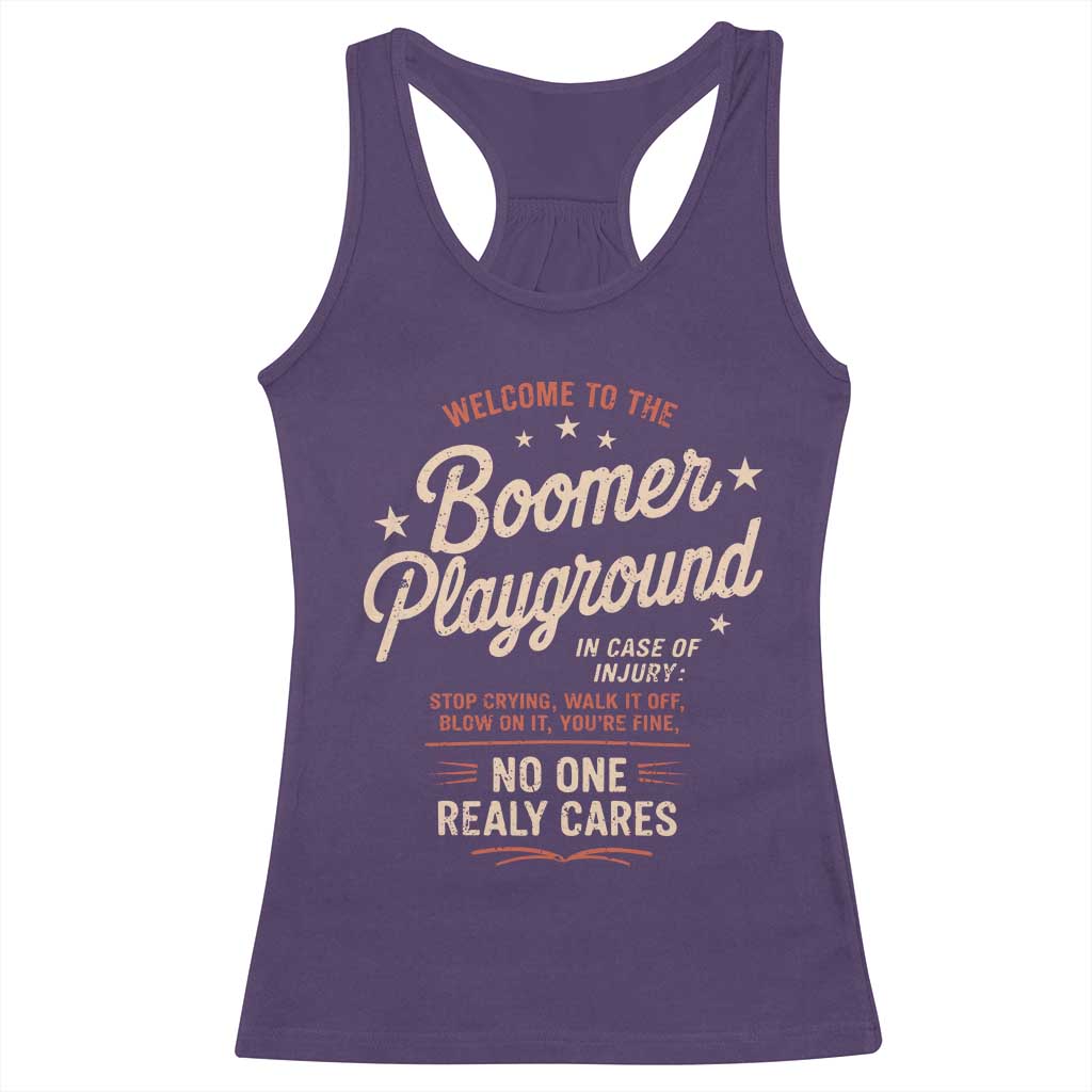 Welcome To The Boomer Playground Racerback Tank Top Funny Baby Boomer Generation - Wonder Print Shop