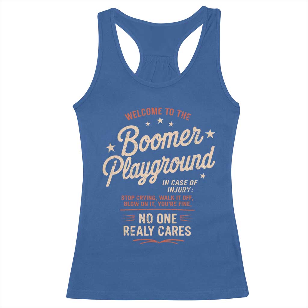 Welcome To The Boomer Playground Racerback Tank Top Funny Baby Boomer Generation - Wonder Print Shop