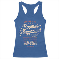 Welcome To The Boomer Playground Racerback Tank Top Funny Baby Boomer Generation - Wonder Print Shop