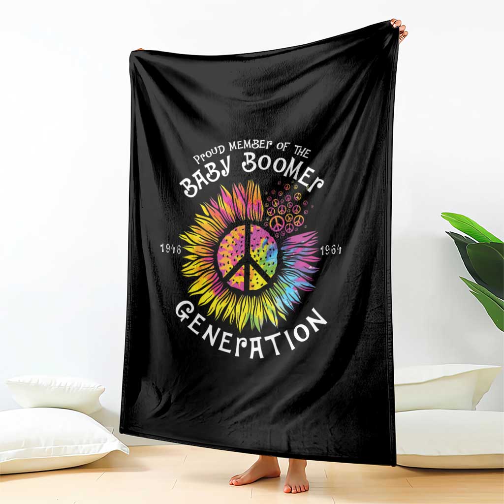 Proud Member Of The Baby Boomer Generation Throw Blanket Hippie Sunflower - Wonder Print Shop