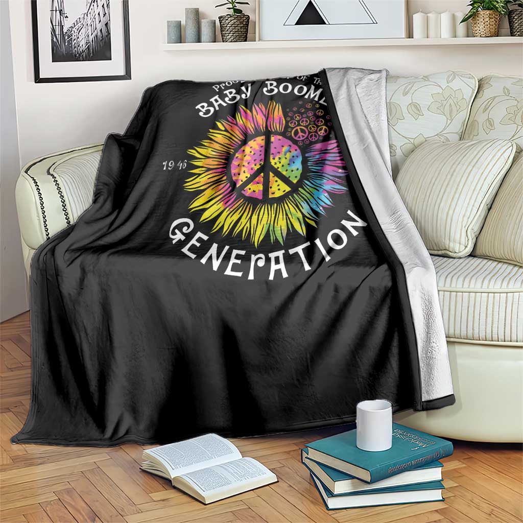 Proud Member Of The Baby Boomer Generation Throw Blanket Hippie Sunflower - Wonder Print Shop