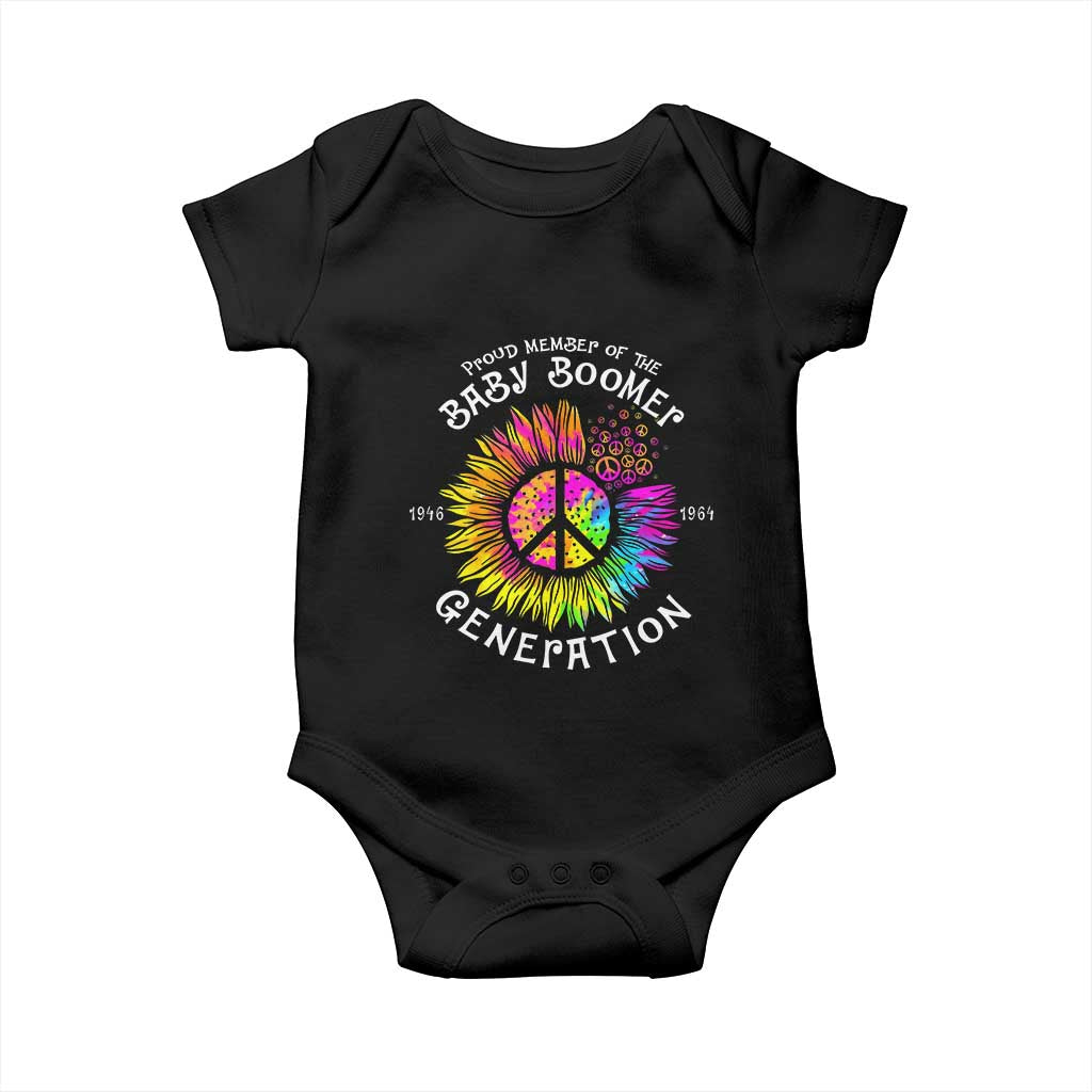 Proud Member Of The Baby Boomer Generation Baby Onesie Hippie Sunflower - Wonder Print Shop