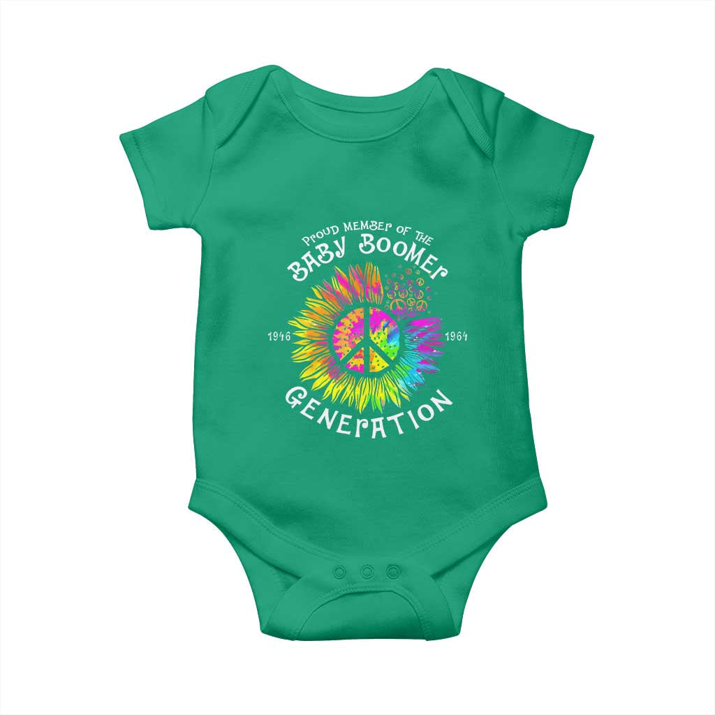 Proud Member Of The Baby Boomer Generation Baby Onesie Hippie Sunflower - Wonder Print Shop