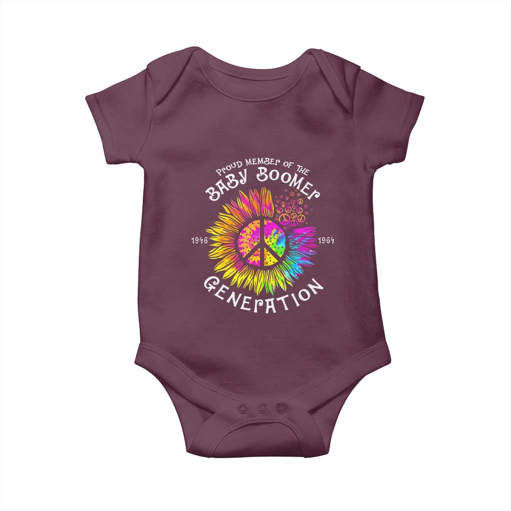 Proud Member Of The Baby Boomer Generation Baby Onesie Hippie Sunflower - Wonder Print Shop