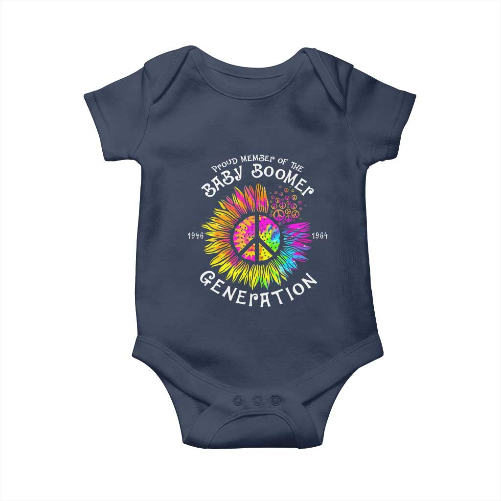 Proud Member Of The Baby Boomer Generation Baby Onesie Hippie Sunflower - Wonder Print Shop