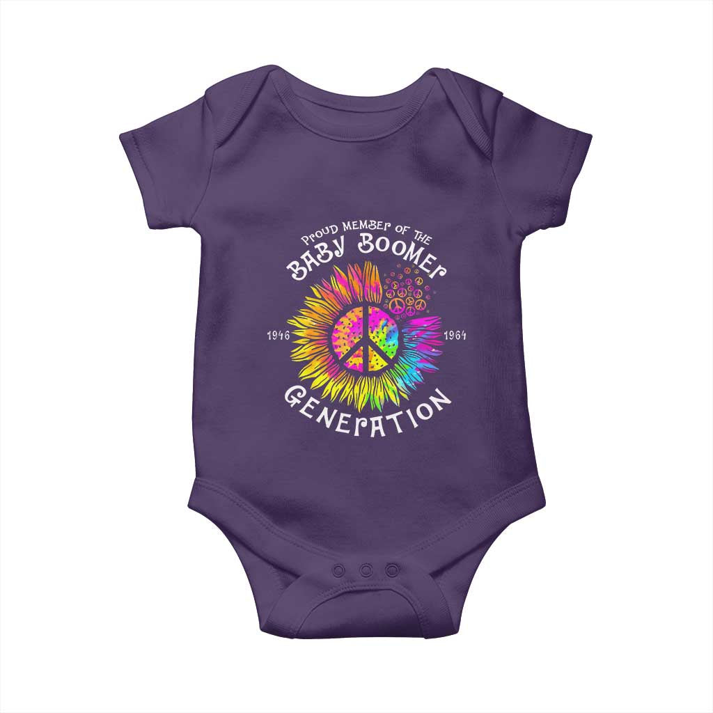 Proud Member Of The Baby Boomer Generation Baby Onesie Hippie Sunflower - Wonder Print Shop