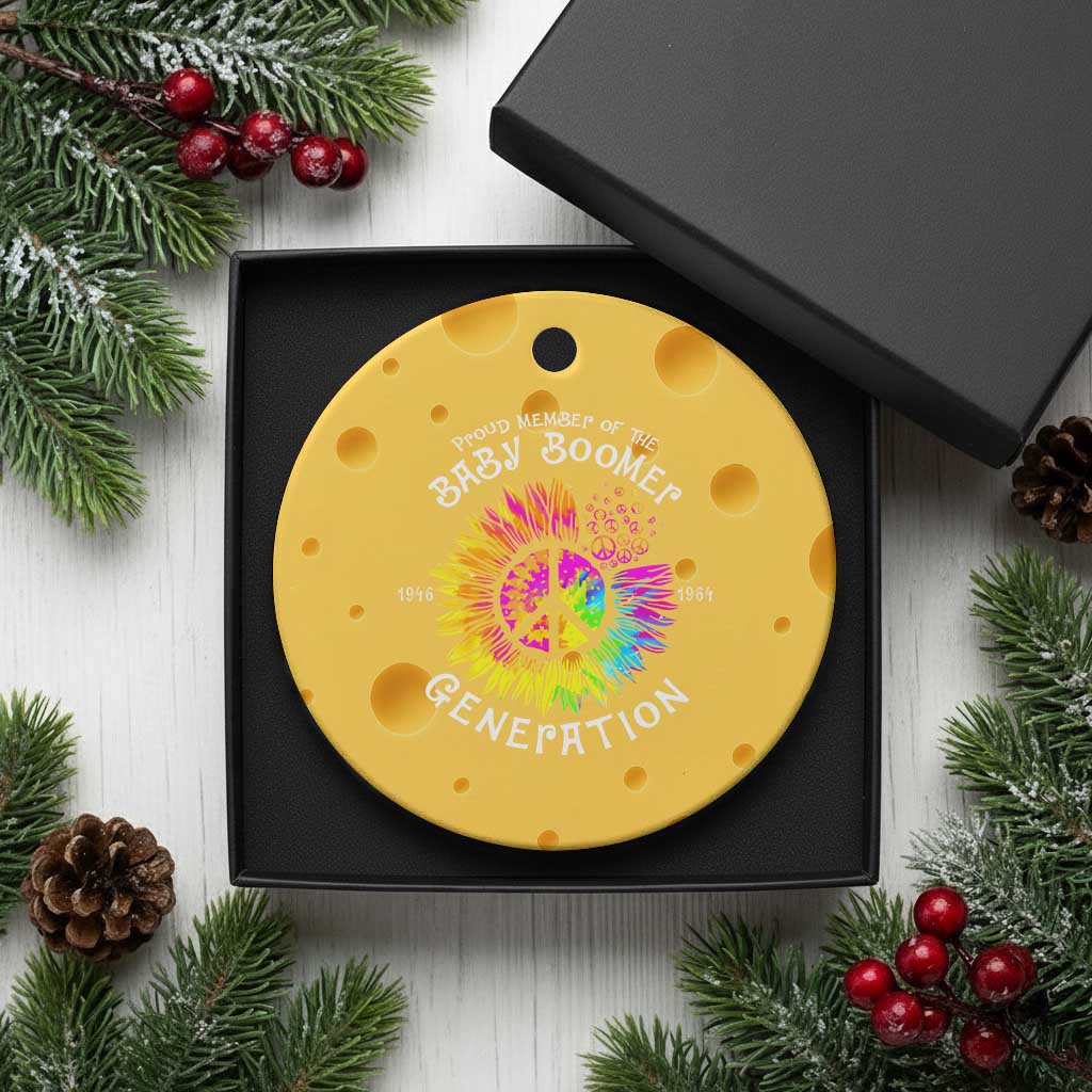 Proud Member Of The Baby Boomer Generation Ceramic Ornament Hippie Sunflower - Wonder Print Shop