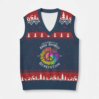 Proud Member Of The Baby Boomer Generation V-Neck Knit Sweater Vest Hippie Sunflower - Wonder Print Shop