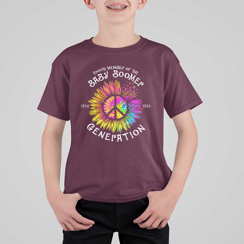 Proud Member Of The Baby Boomer Generation T Shirt For Kid Hippie Sunflower - Wonder Print Shop