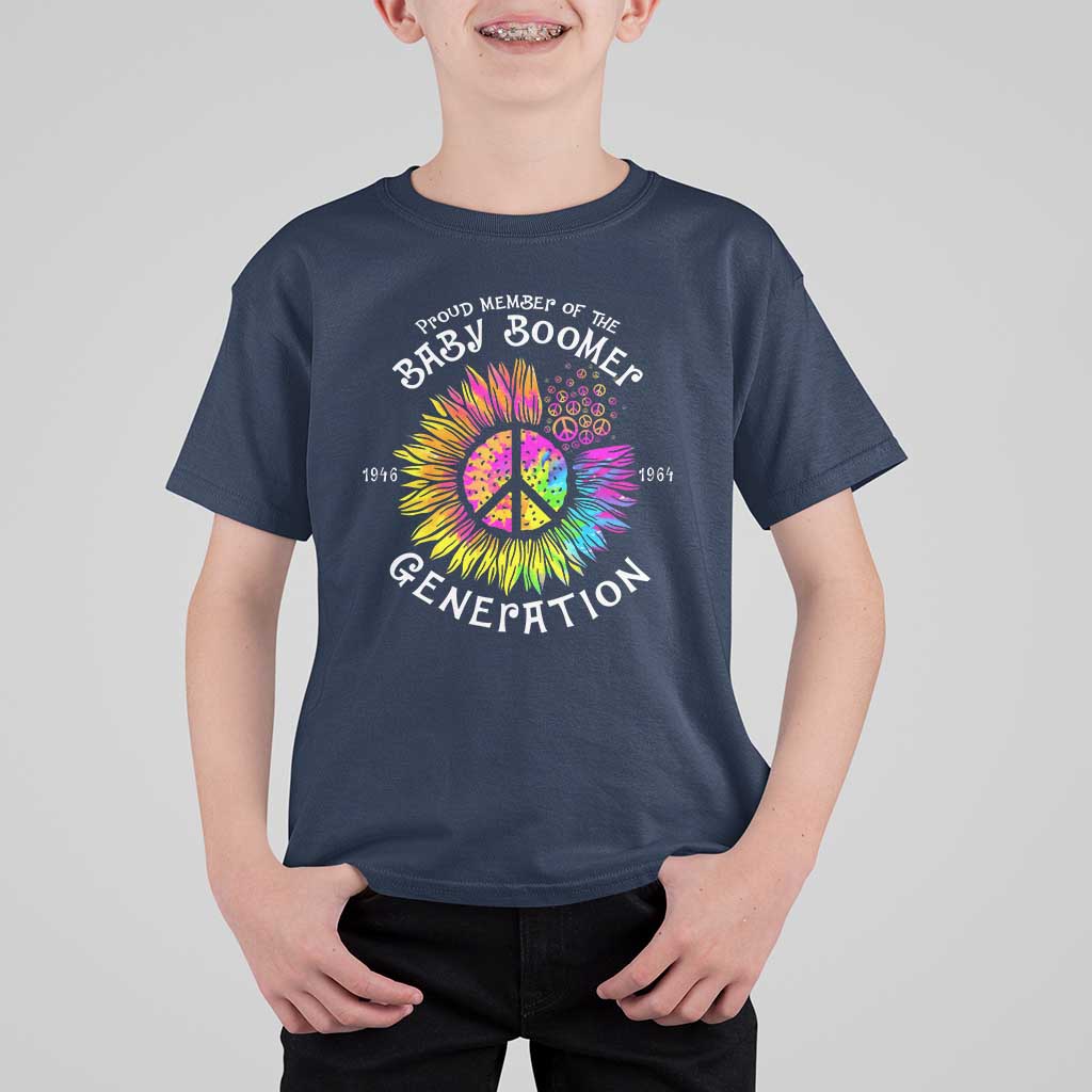 Proud Member Of The Baby Boomer Generation T Shirt For Kid Hippie Sunflower - Wonder Print Shop