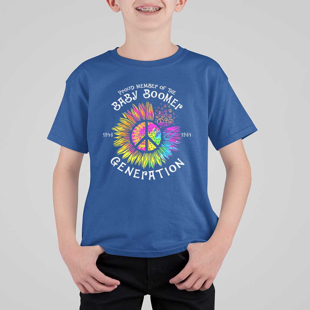 Proud Member Of The Baby Boomer Generation T Shirt For Kid Hippie Sunflower - Wonder Print Shop