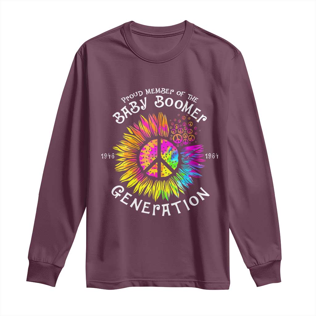 Proud Member Of The Baby Boomer Generation Long Sleeve Shirt Hippie Sunflower - Wonder Print Shop