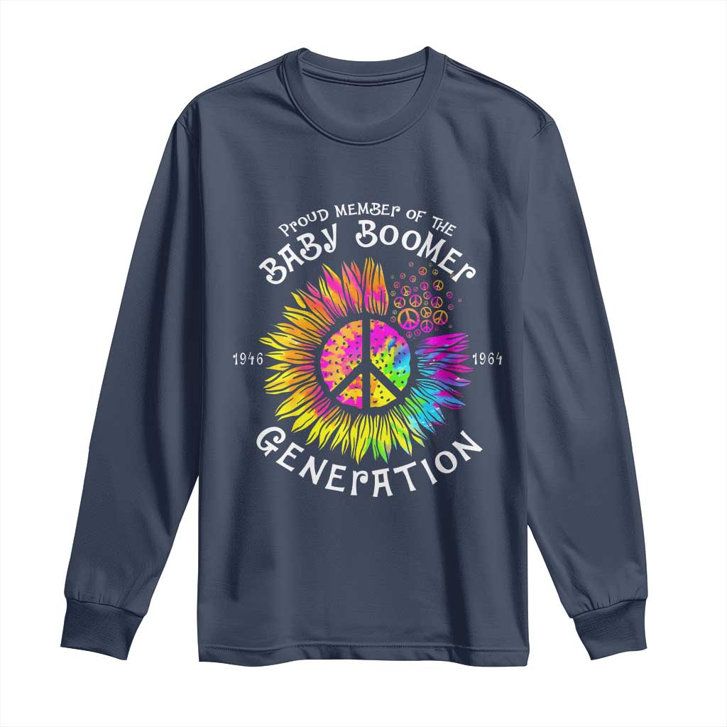 Proud Member Of The Baby Boomer Generation Long Sleeve Shirt Hippie Sunflower - Wonder Print Shop