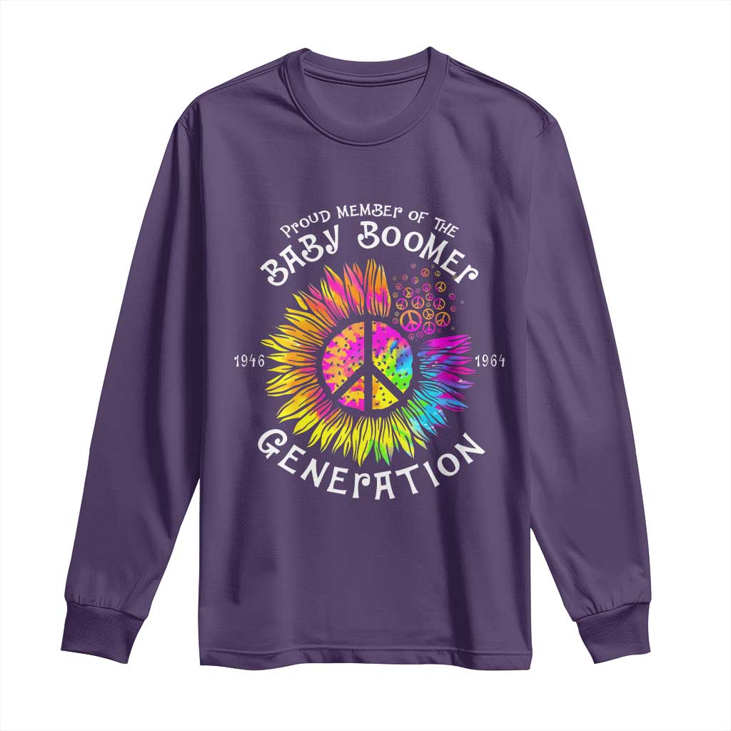 Proud Member Of The Baby Boomer Generation Long Sleeve Shirt Hippie Sunflower - Wonder Print Shop