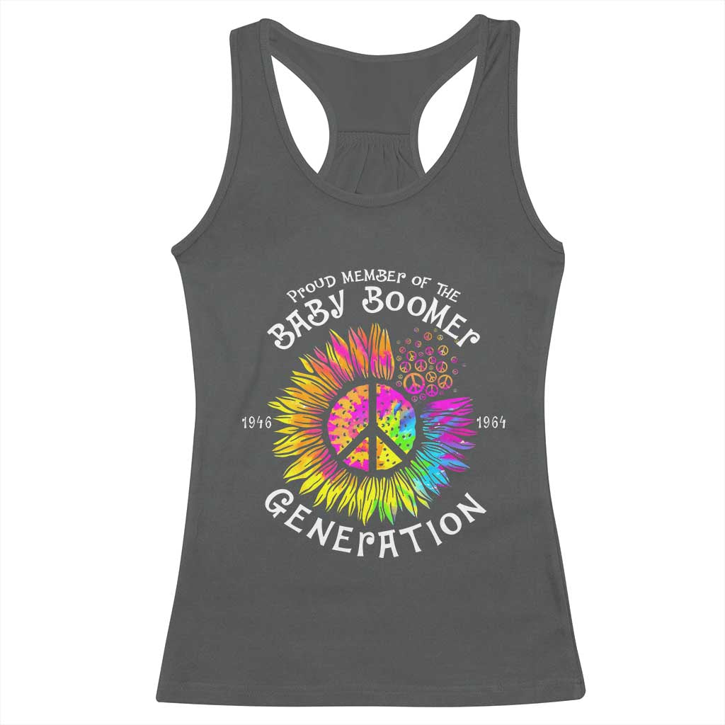 Proud Member Of The Baby Boomer Generation Racerback Tank Top Hippie Sunflower - Wonder Print Shop