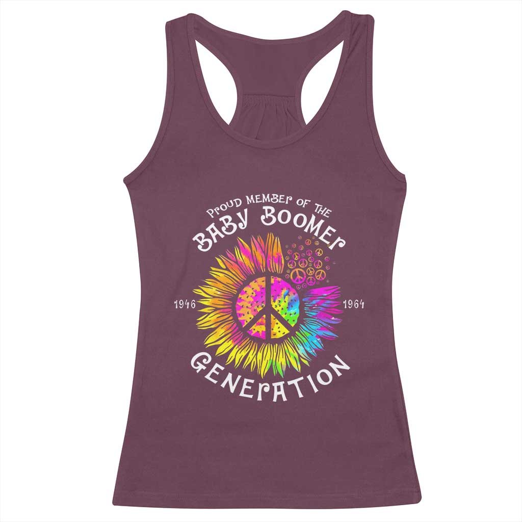 Proud Member Of The Baby Boomer Generation Racerback Tank Top Hippie Sunflower - Wonder Print Shop