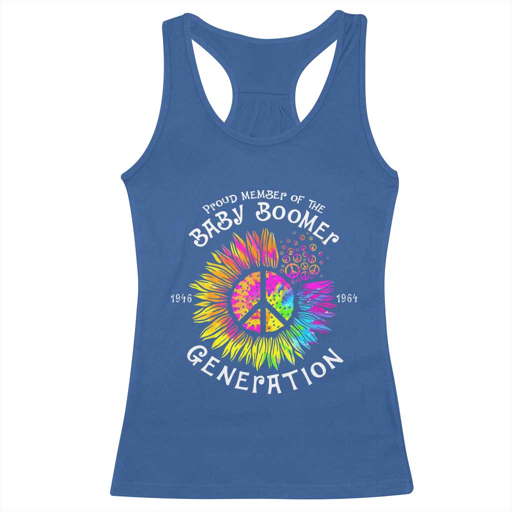 Proud Member Of The Baby Boomer Generation Racerback Tank Top Hippie Sunflower - Wonder Print Shop