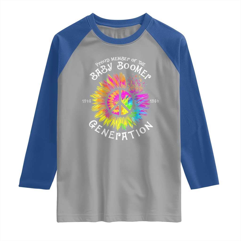 Proud Member Of The Baby Boomer Generation Raglan Shirt Hippie Sunflower - Wonder Print Shop