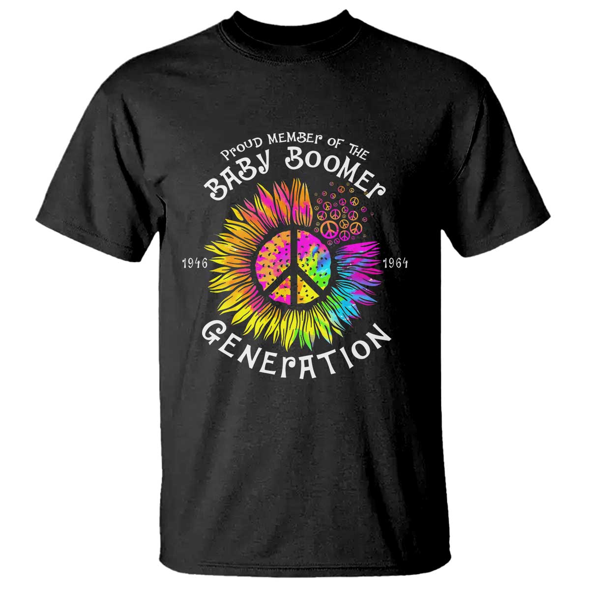 Proud Member Of The Baby Boomer Generation T Shirt Hippie Sunflower - Wonder Print Shop