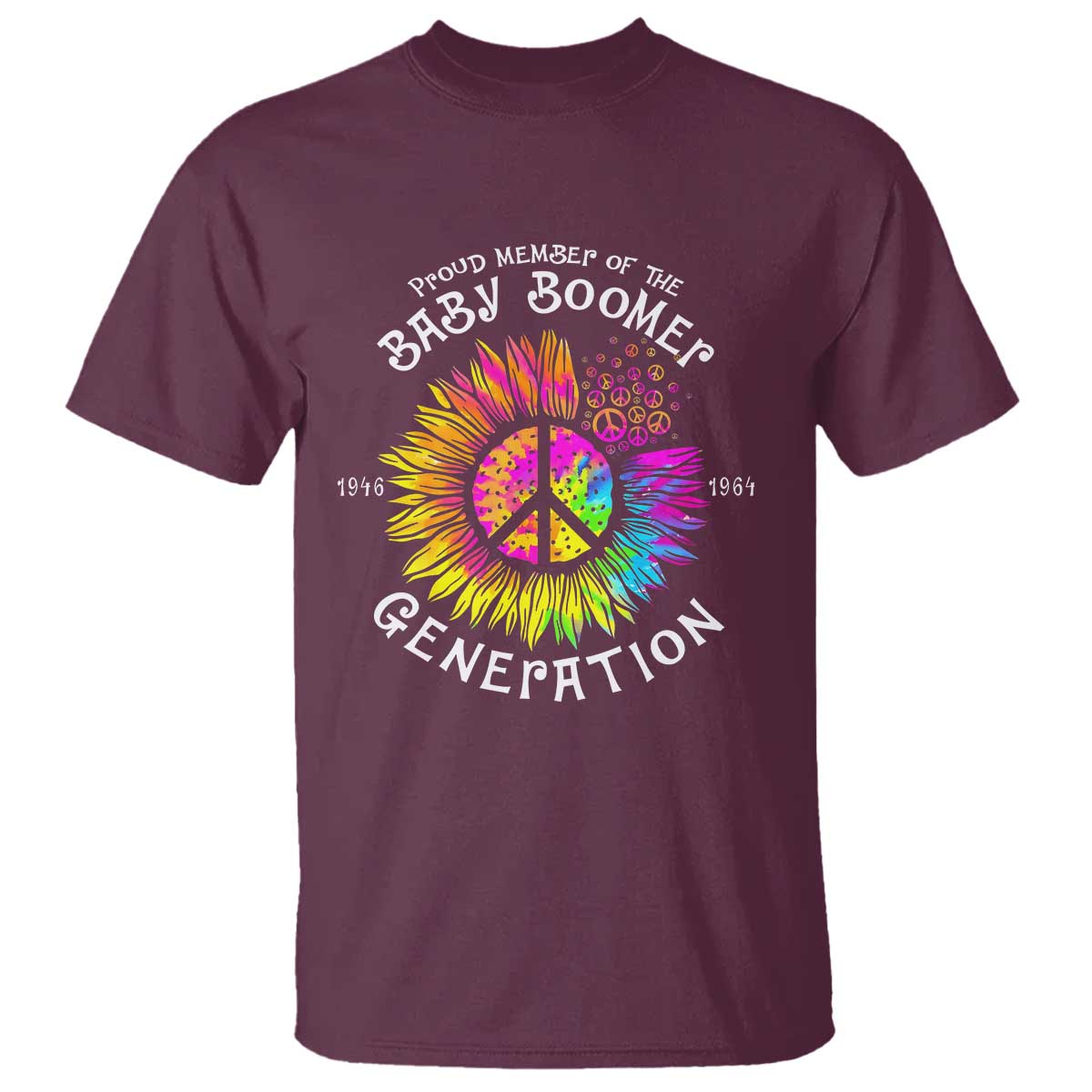 Proud Member Of The Baby Boomer Generation T Shirt Hippie Sunflower - Wonder Print Shop
