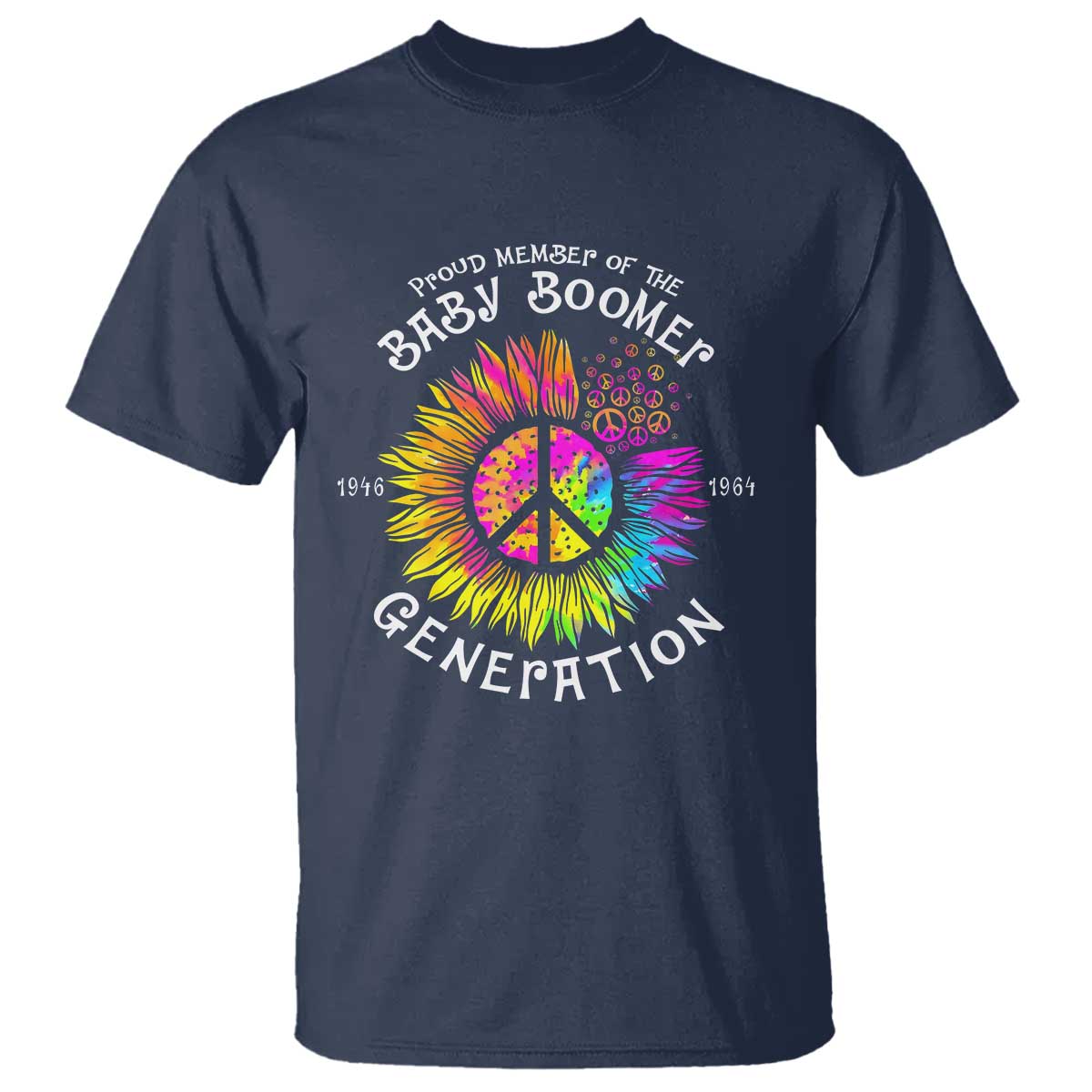 Proud Member Of The Baby Boomer Generation T Shirt Hippie Sunflower - Wonder Print Shop