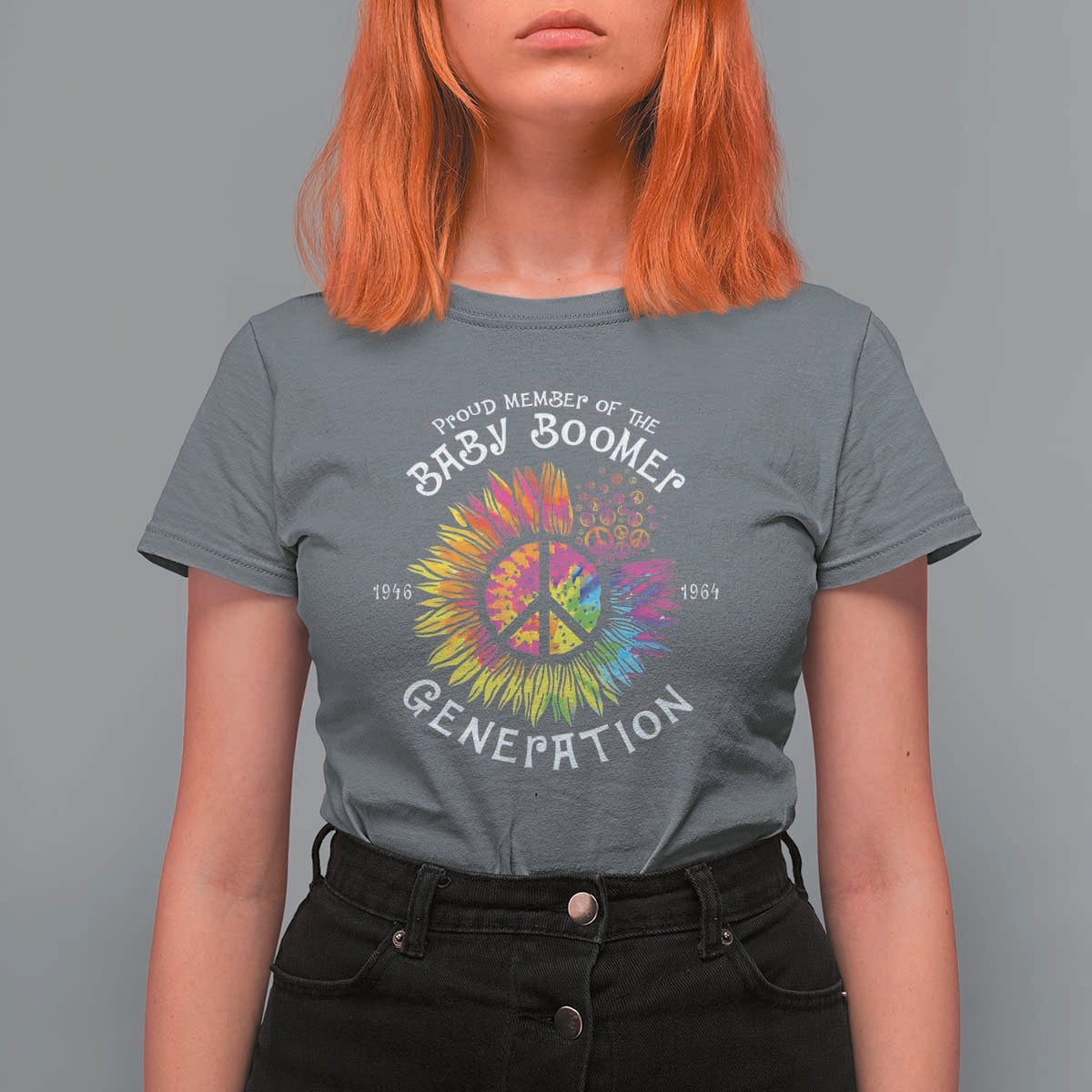 Proud Member Of The Baby Boomer Generation T Shirt For Women Hippie Sunflower - Wonder Print Shop