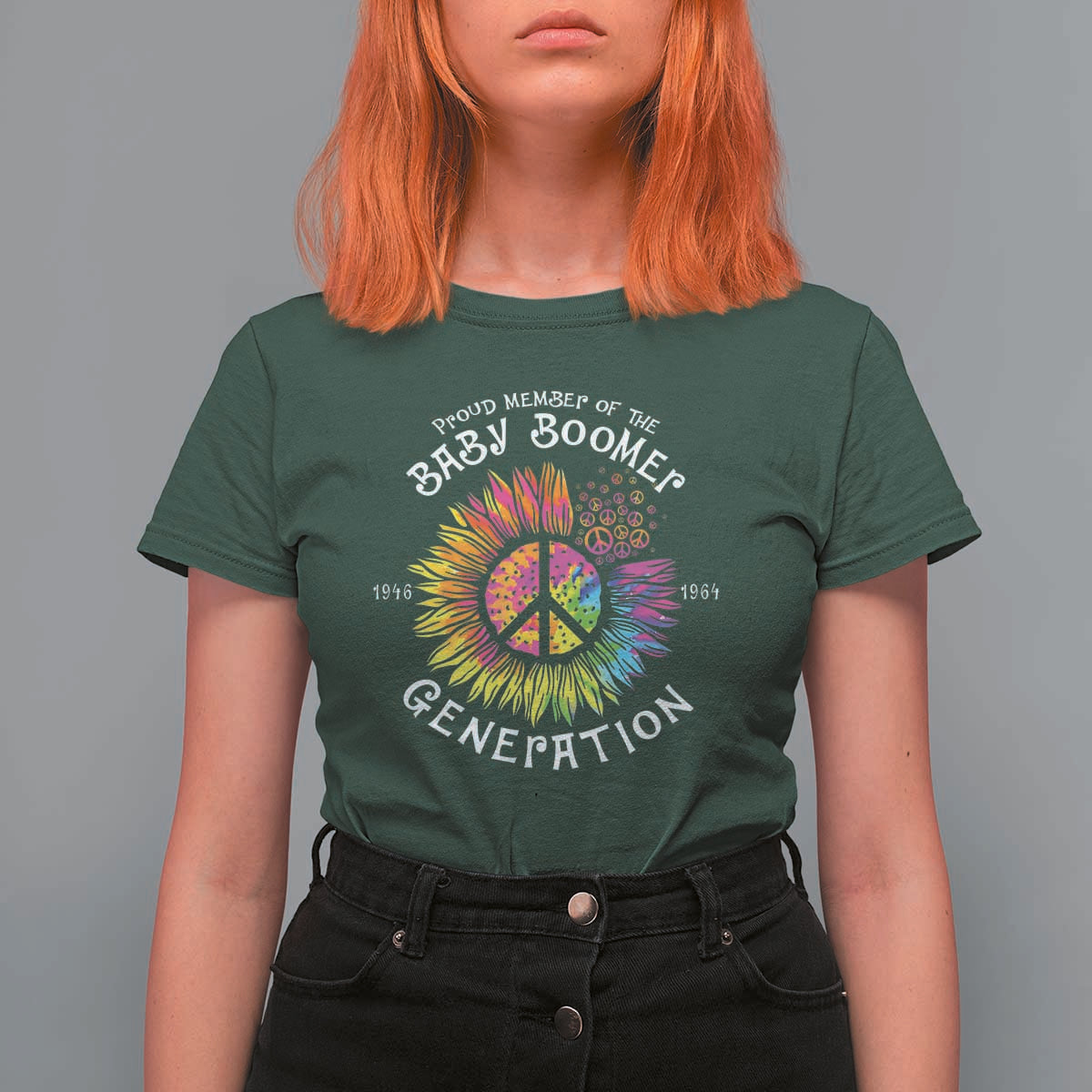 Proud Member Of The Baby Boomer Generation T Shirt For Women Hippie Sunflower - Wonder Print Shop